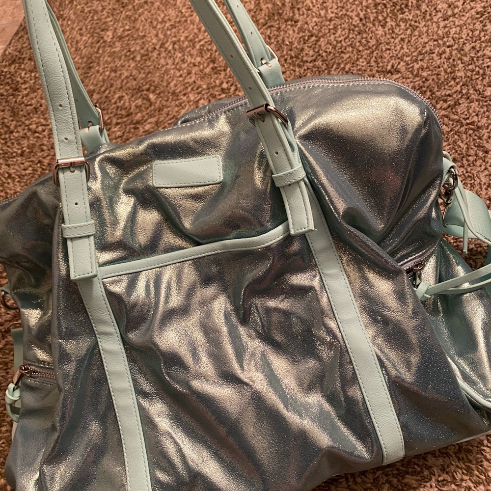 No Boundaries Teal Metallic Duffle Bag Gem